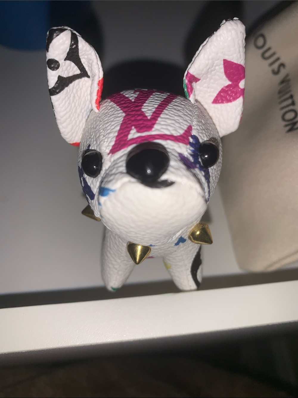 Rare multicolor French bulldog purse/bag charm keychain